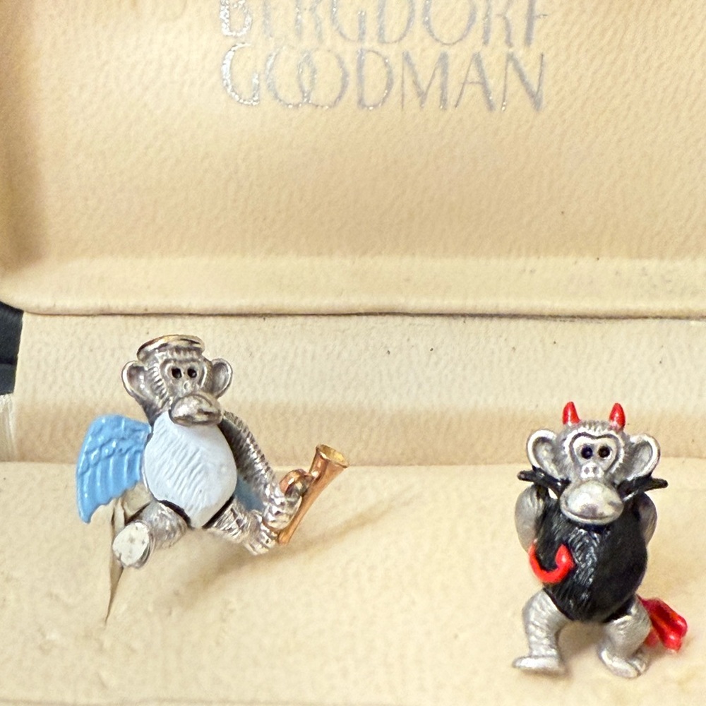 Silver and Black Monkey Figurines